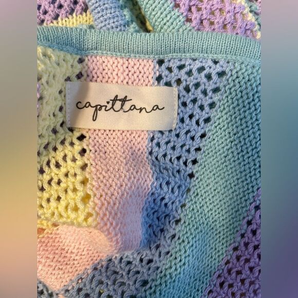 Capittana Long Knit Cardigan Sweater Long Sleeve Striped Cover-Up Maxi - Picture 6 of 8